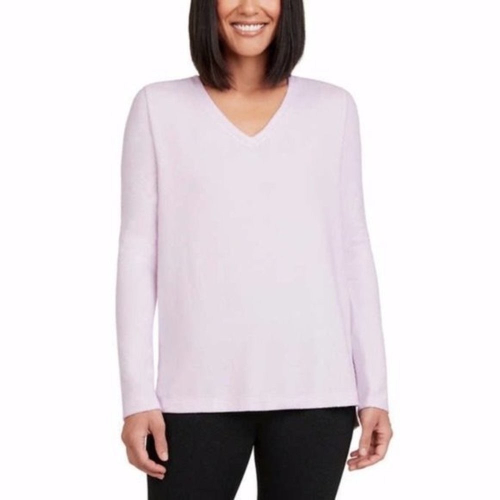 MATTY M Cozy V-Neck Long Sleeve Top in Lilac - Picture 5 of 5